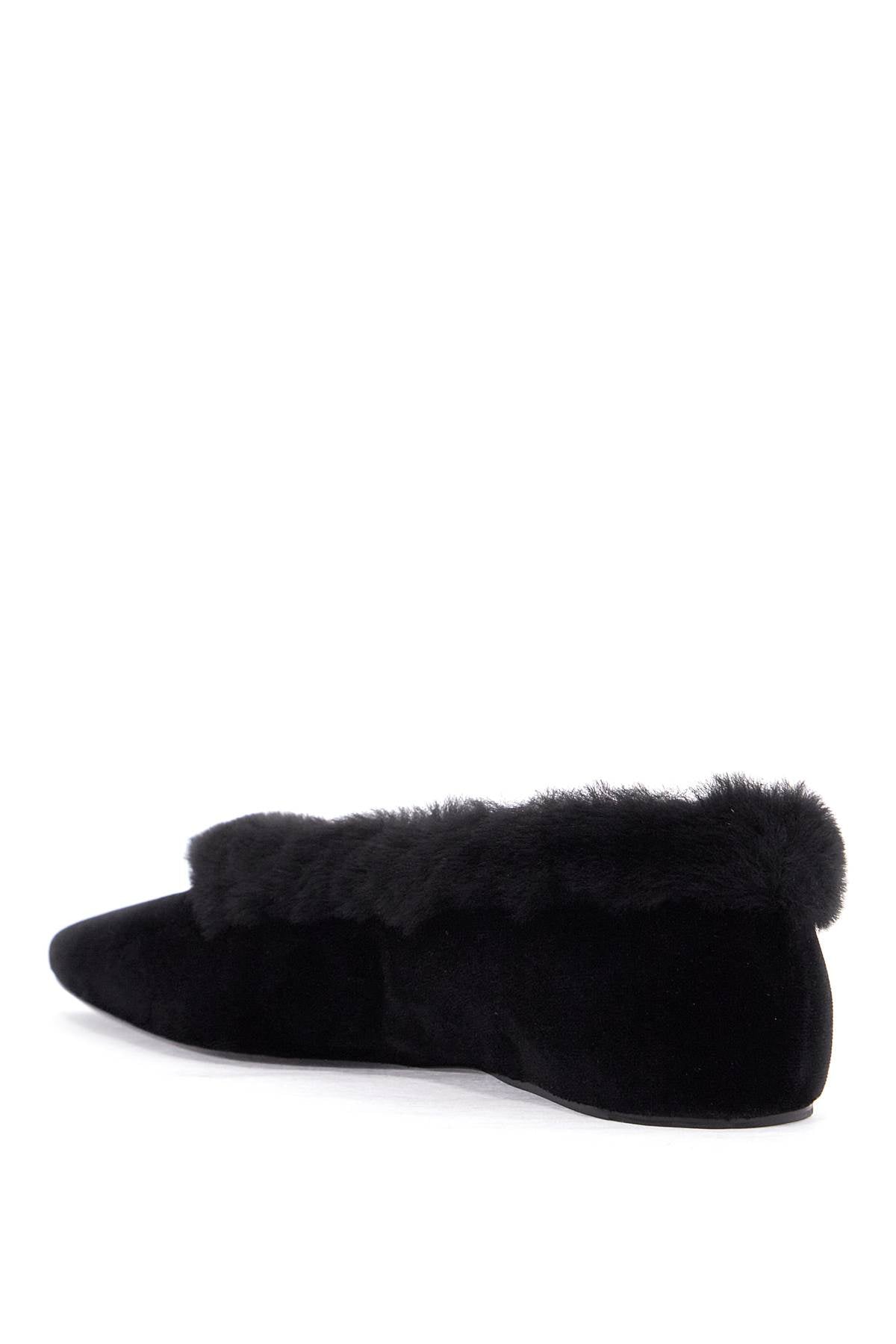 Toteme black velvet ballerinas with shearling trim - VivaceVenus