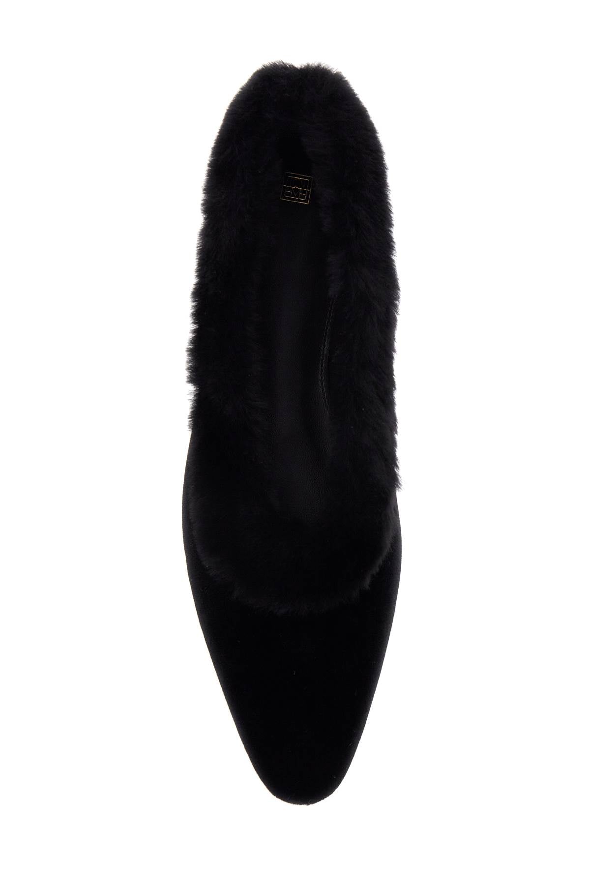 Toteme black velvet ballerinas with shearling trim - VivaceVenus