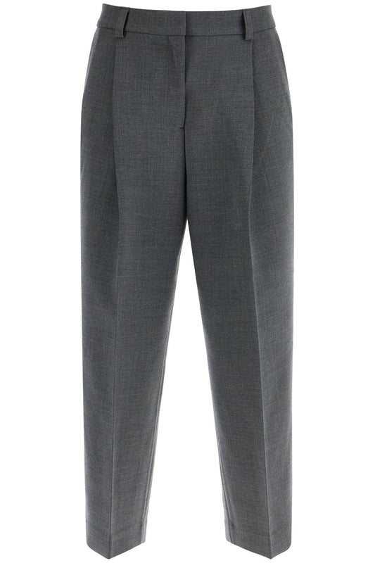 Toteme gray melange recycled fabric pleated trousers - VivaceVenus