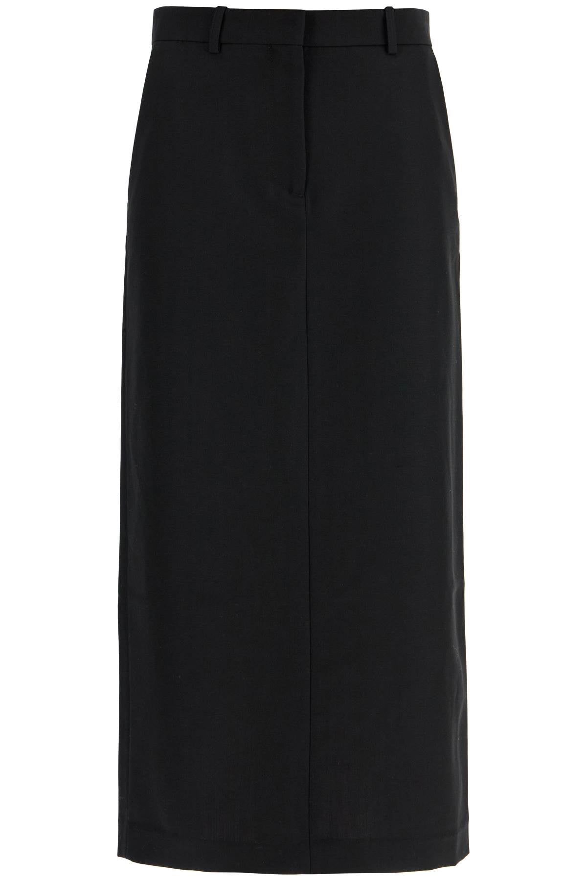 Toteme black midi straight low-waisted skirt in recycled polyester and wool - VivaceVenus