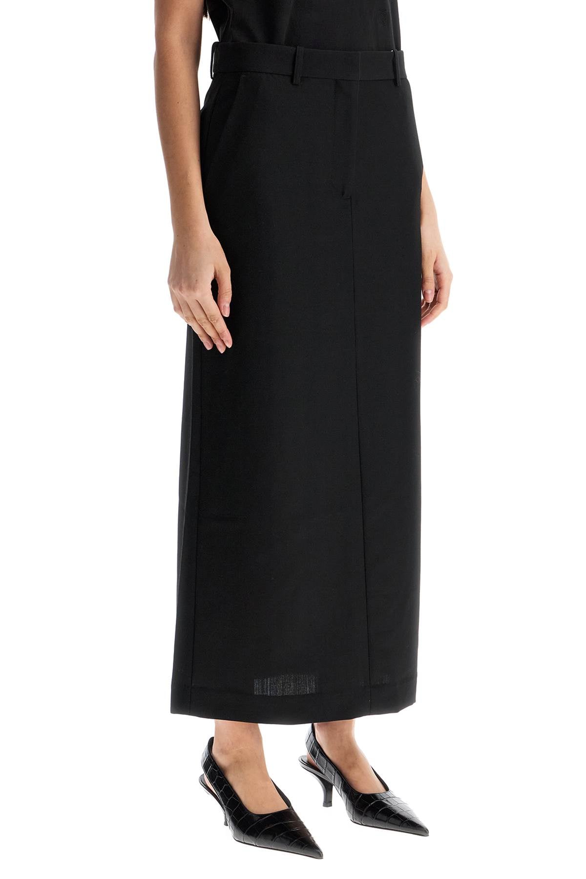 Toteme black midi straight low-waisted skirt in recycled polyester and wool - VivaceVenus