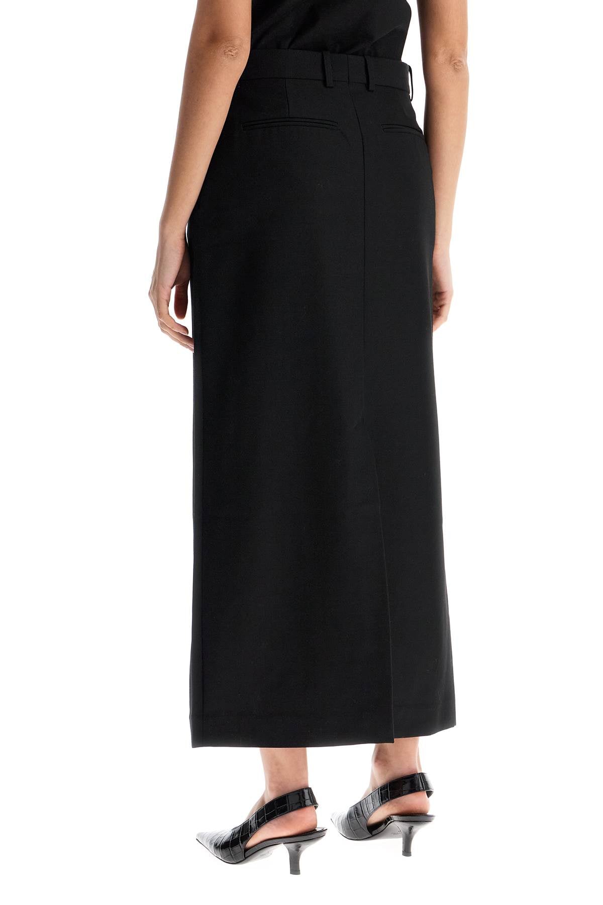 Toteme black midi straight low-waisted skirt in recycled polyester and wool - VivaceVenus