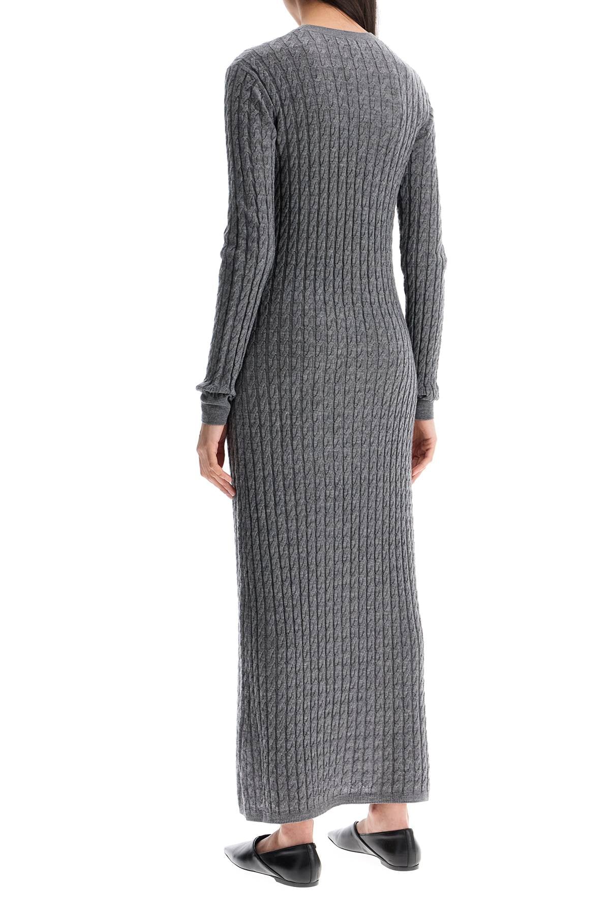 Toteme long dress in rws wool gray mélange with cable knit pattern - VivaceVenus