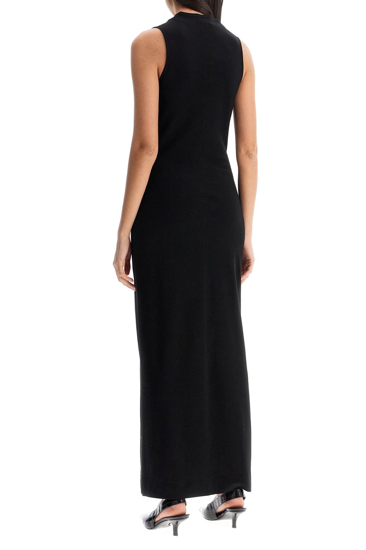 Toteme maxi dress in black wool with cowl neck sleeveless - VivaceVenus