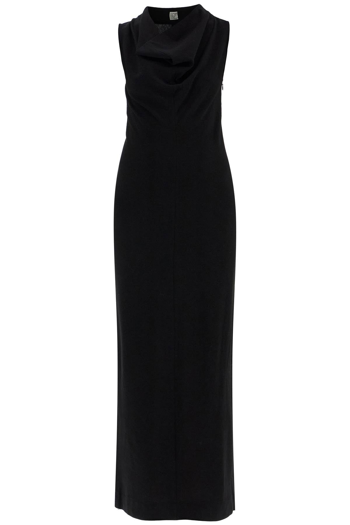 Toteme maxi dress in black wool with cowl neck sleeveless - VivaceVenus