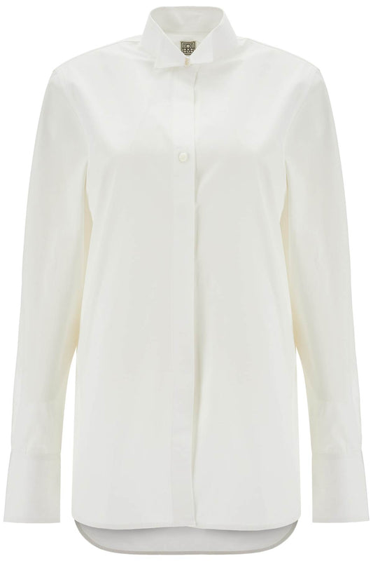 Toteme white asymmetrical organic cotton tuxedo shirt