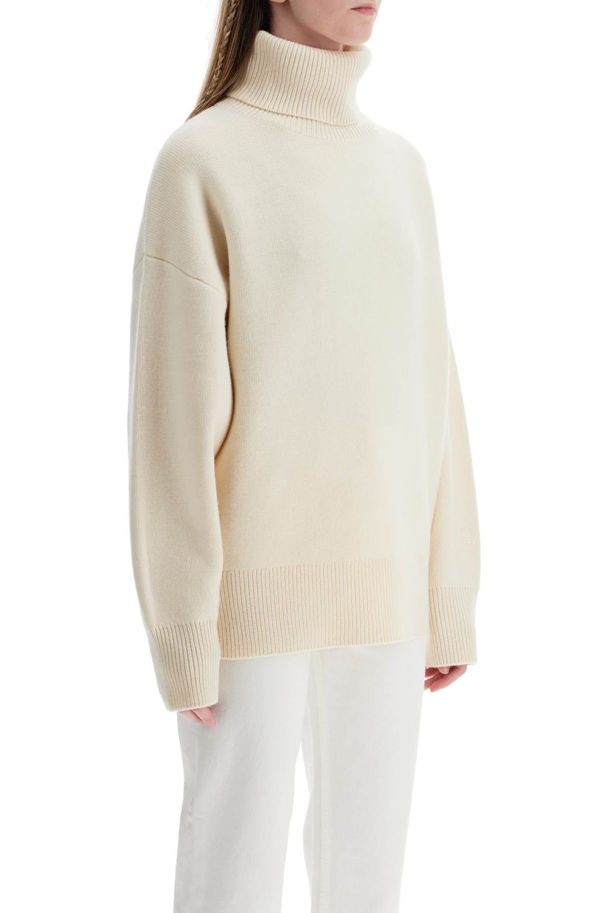 Toteme white snow wool and cashmere turtleneck for women - VivaceVenus