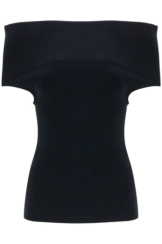 Toteme off-shoulder double-knit top in black viscose - VivaceVenus