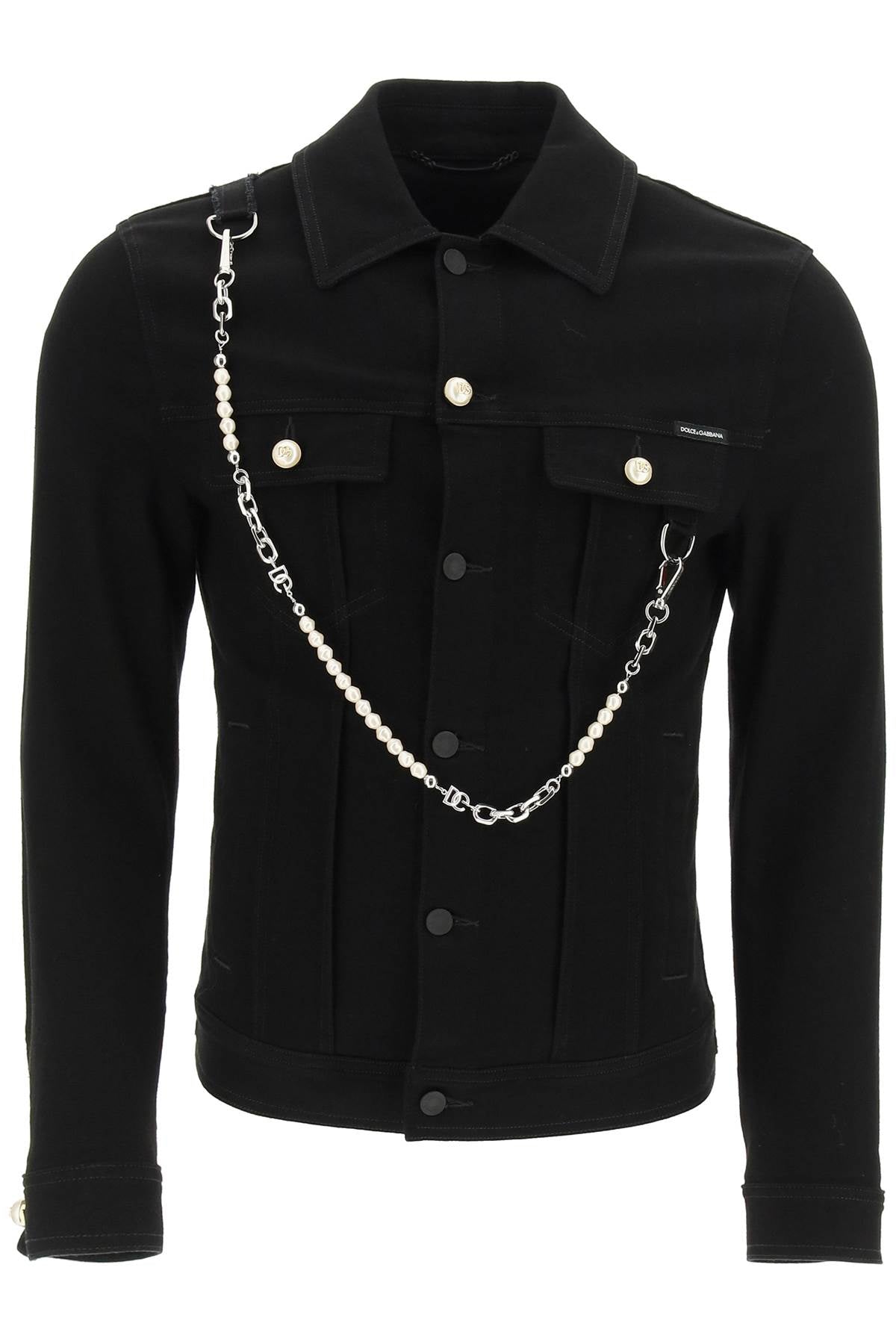 Dolce & Gabbana Denim Jacket With Keychain   Black
