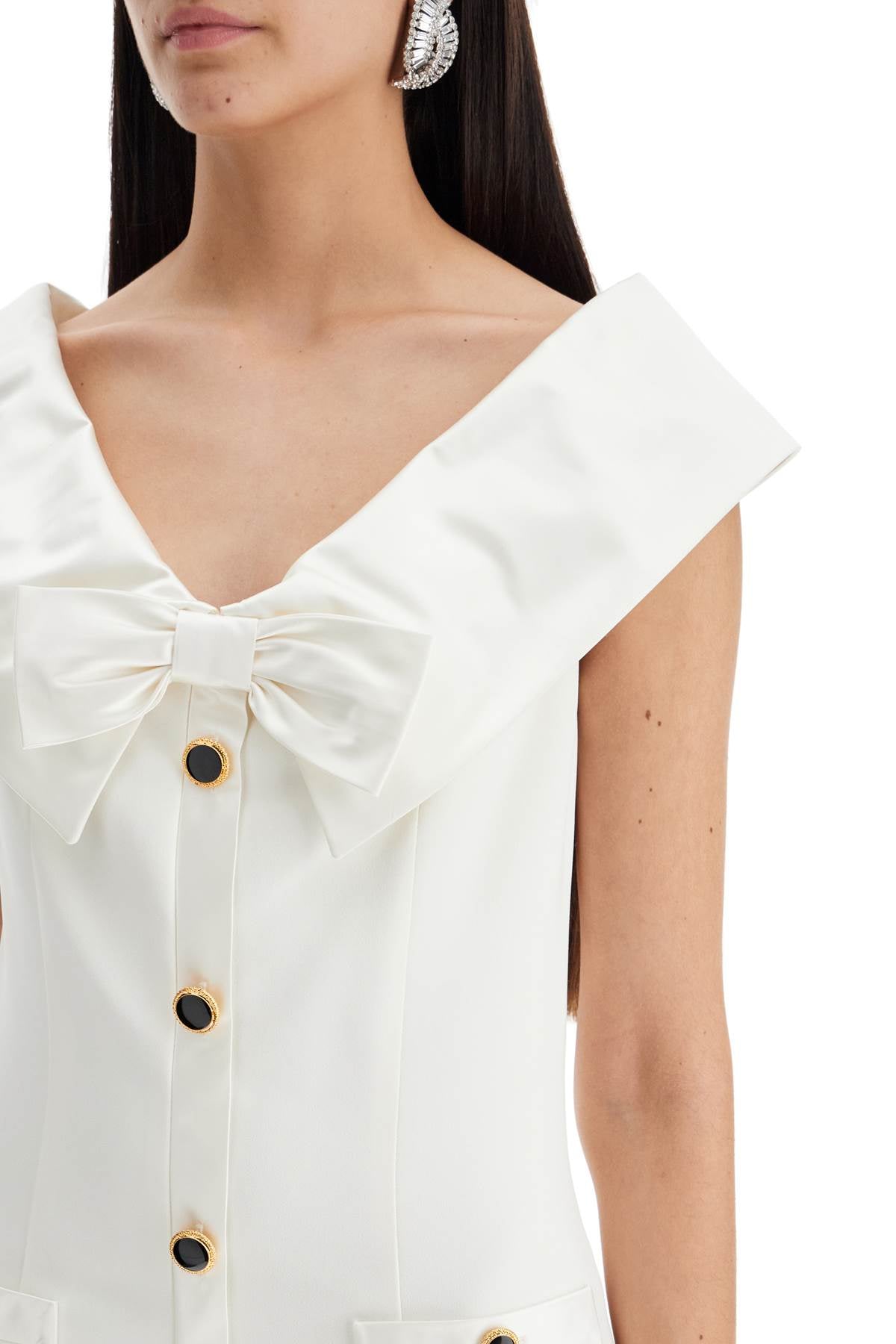 Alessandra Rich Mini Cady Dress With Maxi Collar   White