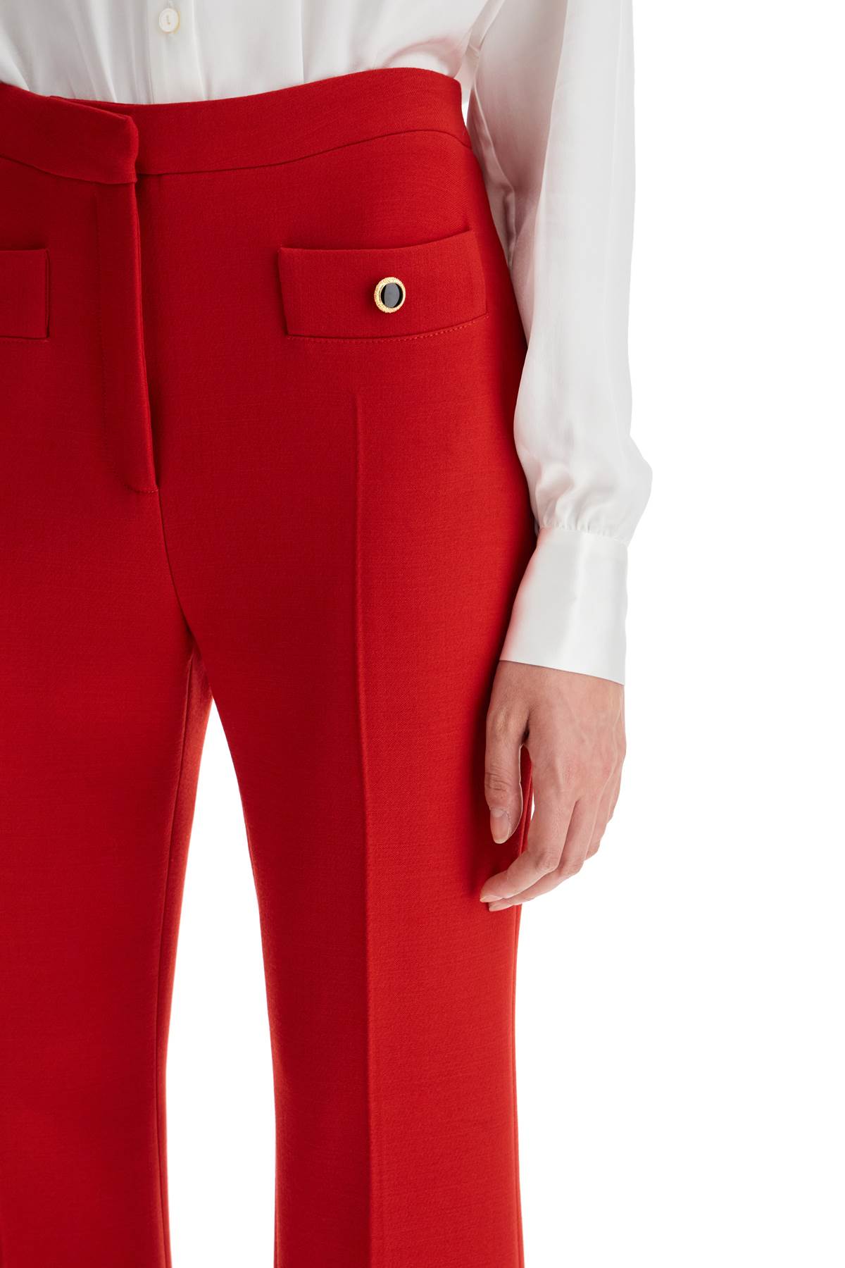 Alessandra Rich Tailored Wool Bootcut Trousers For
