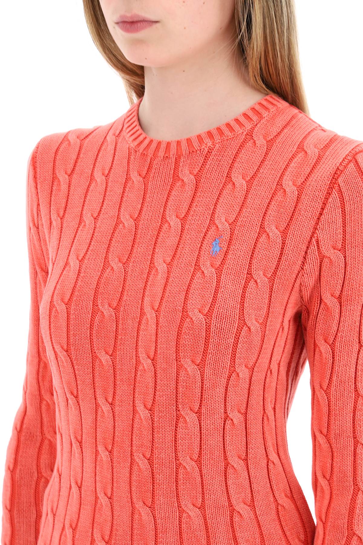 Polo Ralph Lauren Cotton Cable Knit Pullover Sweater   Pink