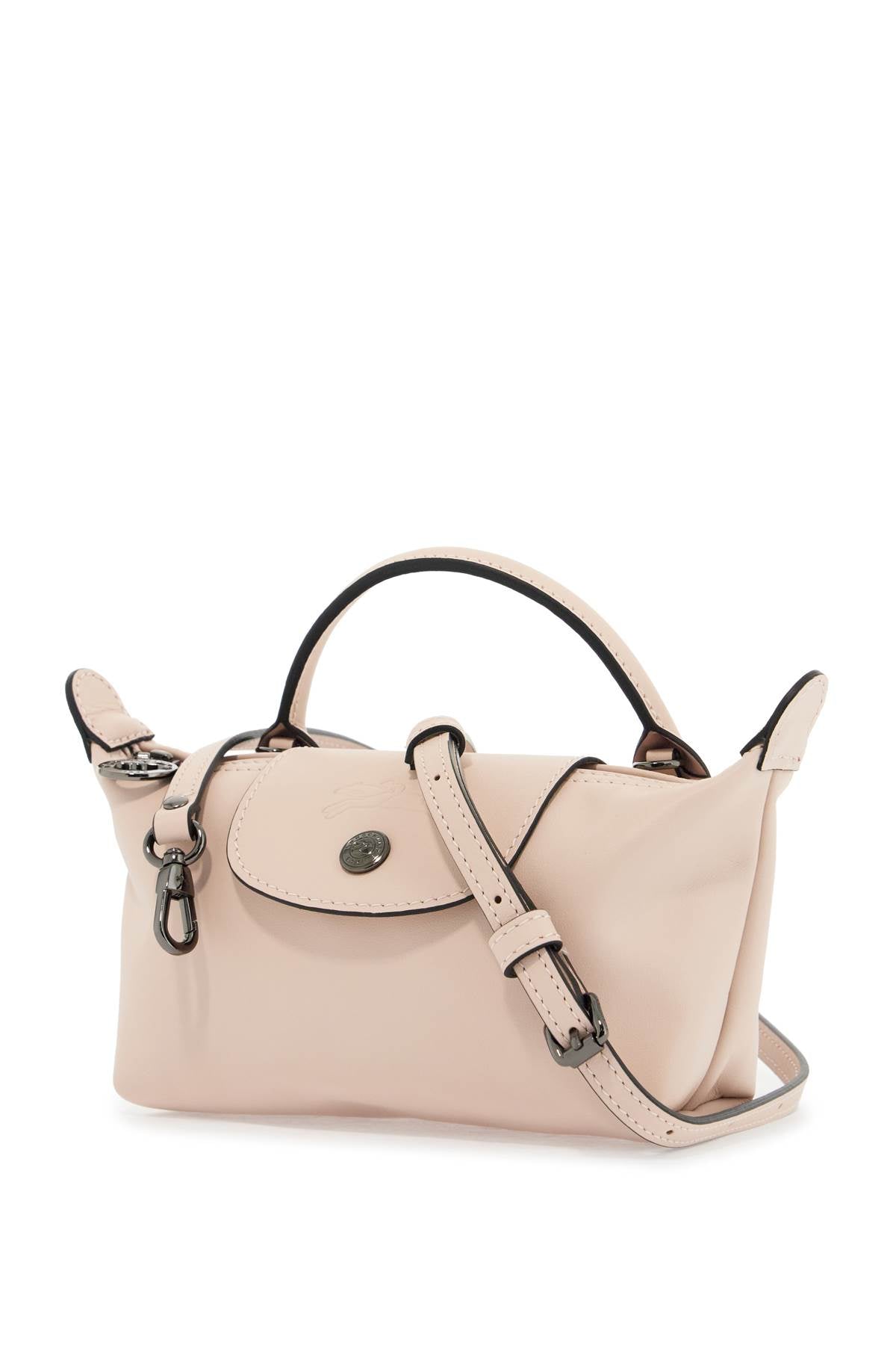 Longchamp beige calfskin le pliage xtra pouch with adjustable shoulder strap