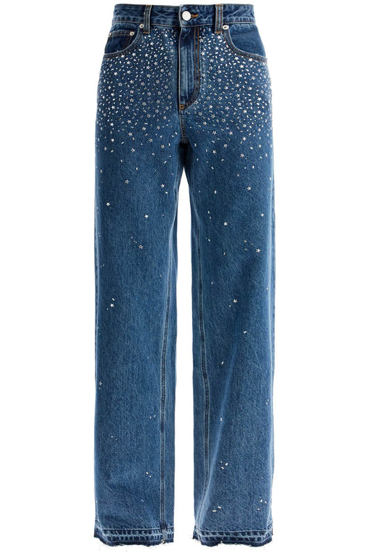 Alessandra Rich Baggy Jeans With Applique   Blue