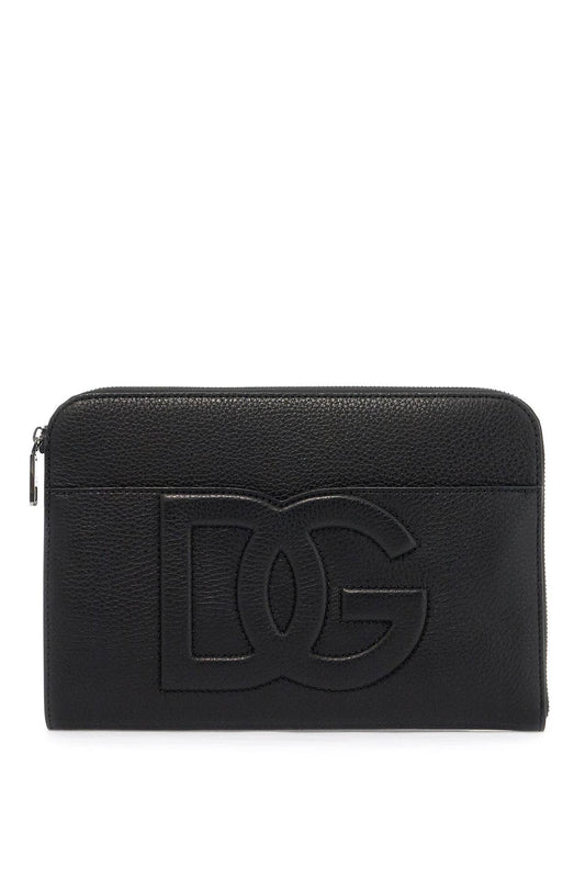 Dolce & Gabbana "embossed Leather Media Pouch   Black