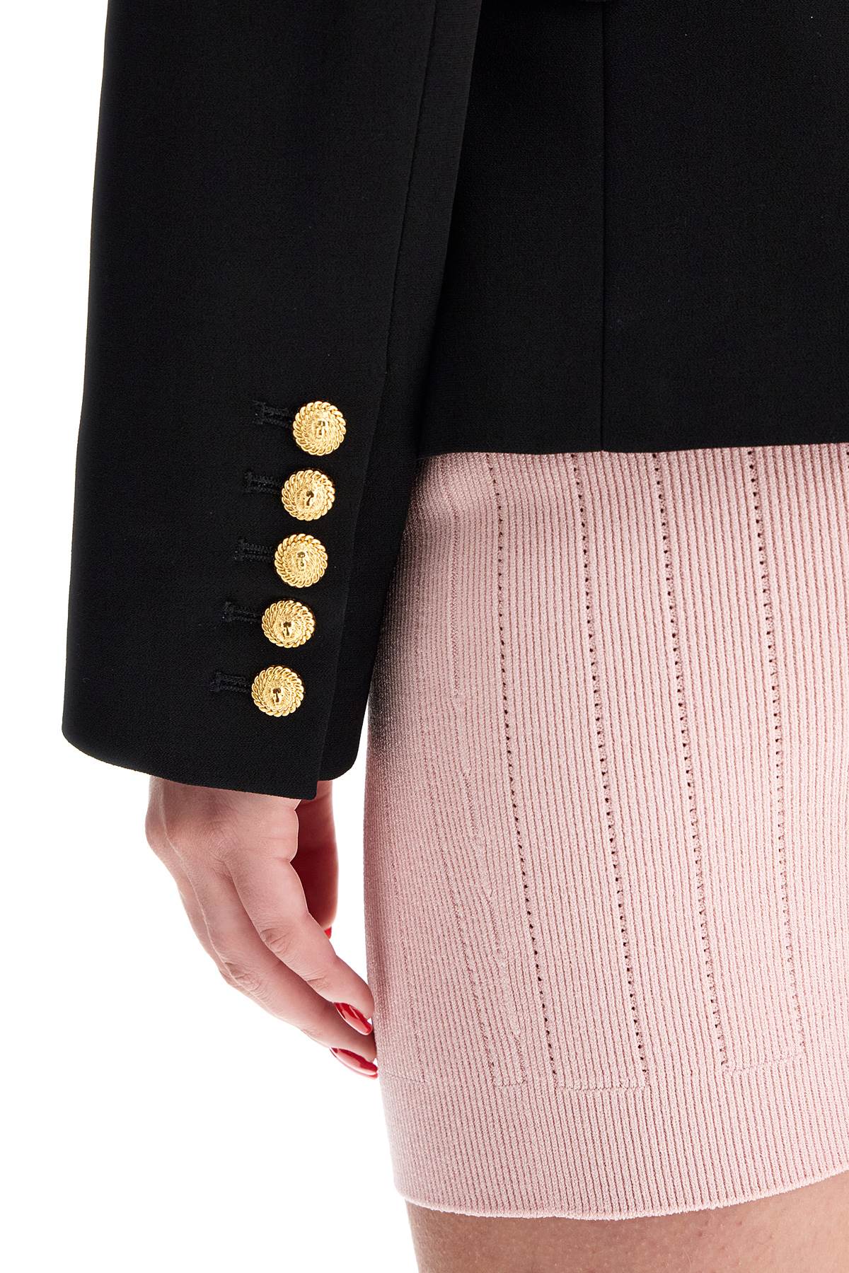 Balmain 6 Button Crepe Jacket For Women   Black