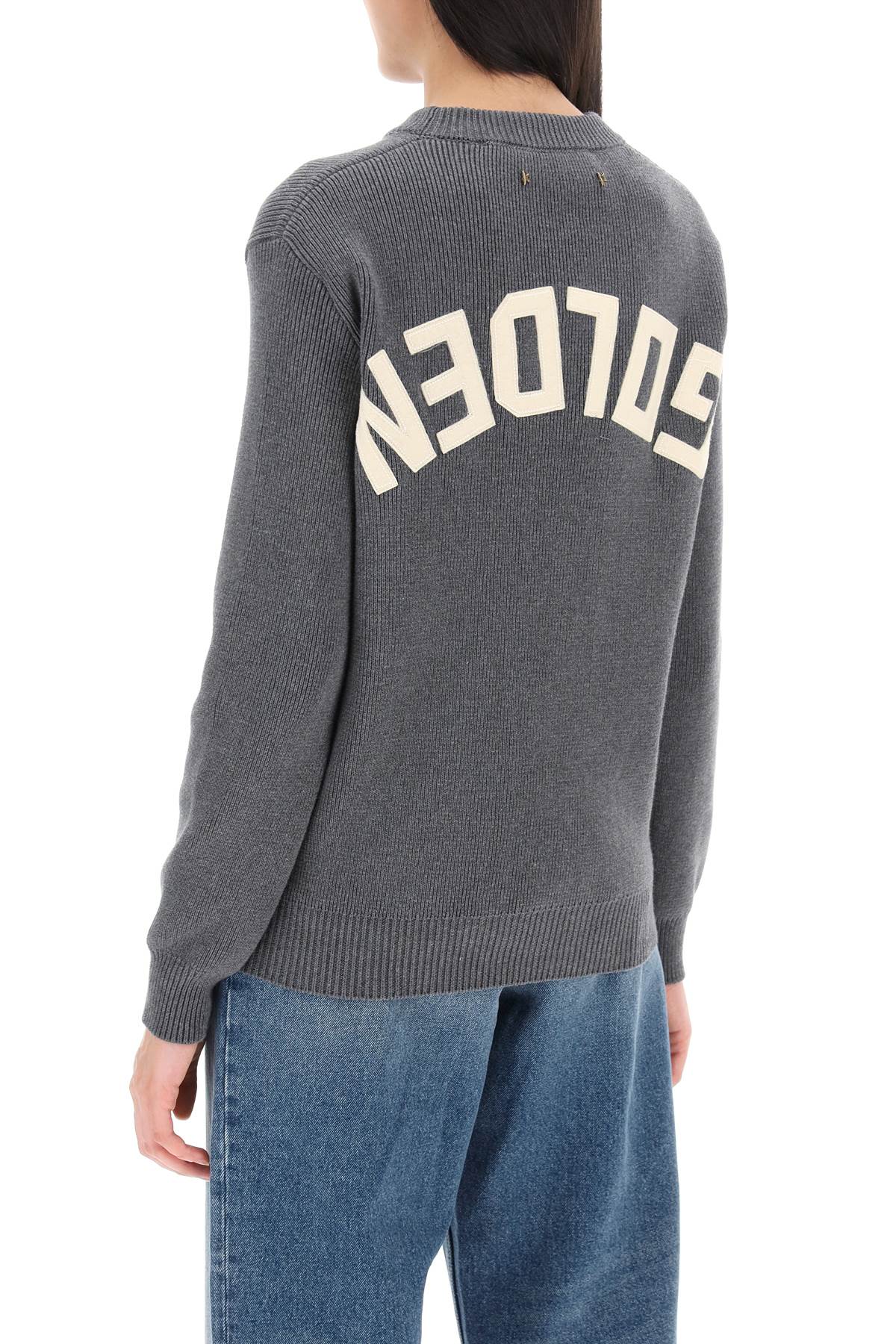 Golden Goose Dany Cotton Sweater With Lettering   Grey