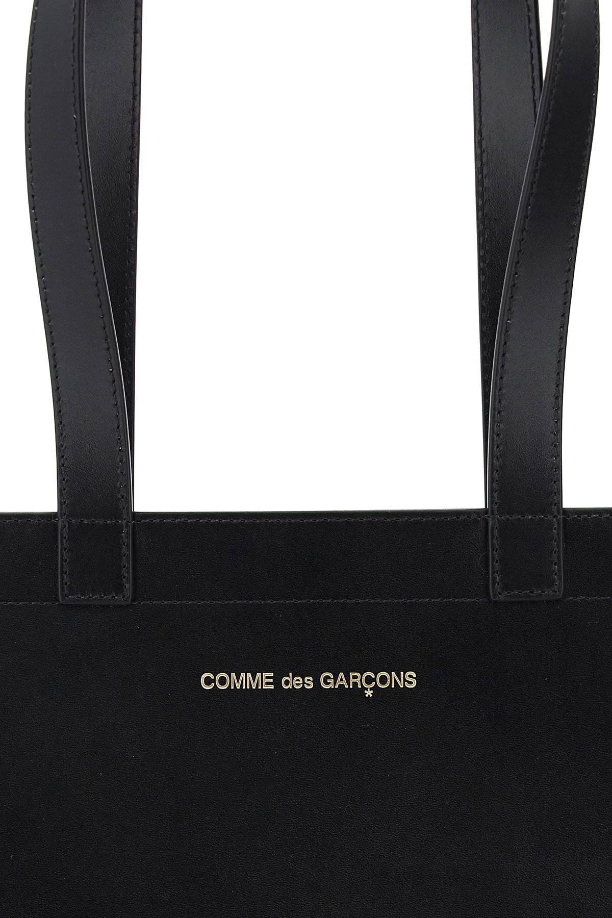 Comme Des Garcons Wallet Leather Tote Bag With Logo   Black