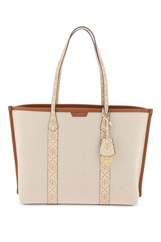 Tory Burch Canvas Perry Shopping Bag   Beige