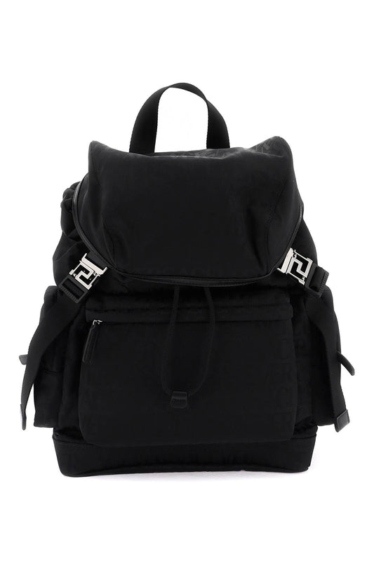 Versace Allover Neo Nylon Backpack   Black