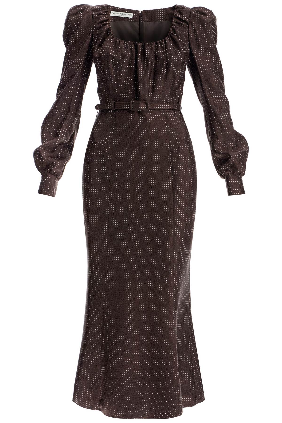Alessandra Rich "polka Dot Silk Midi Dressreplace With Double Quote   Brown