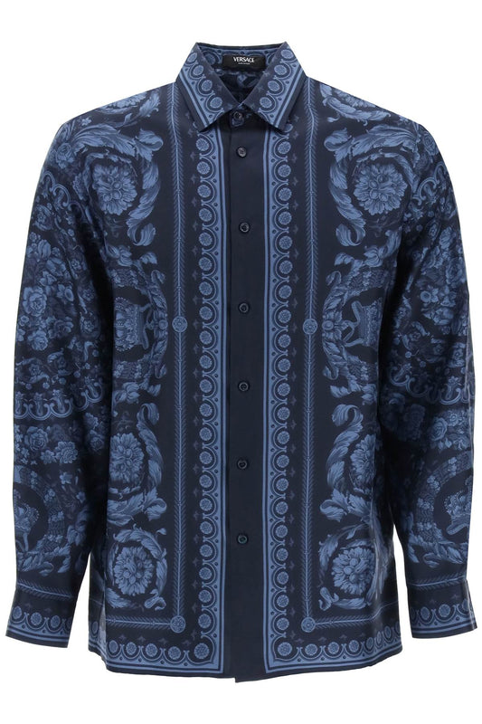 Versace Barocco Silk Shirt   Blue