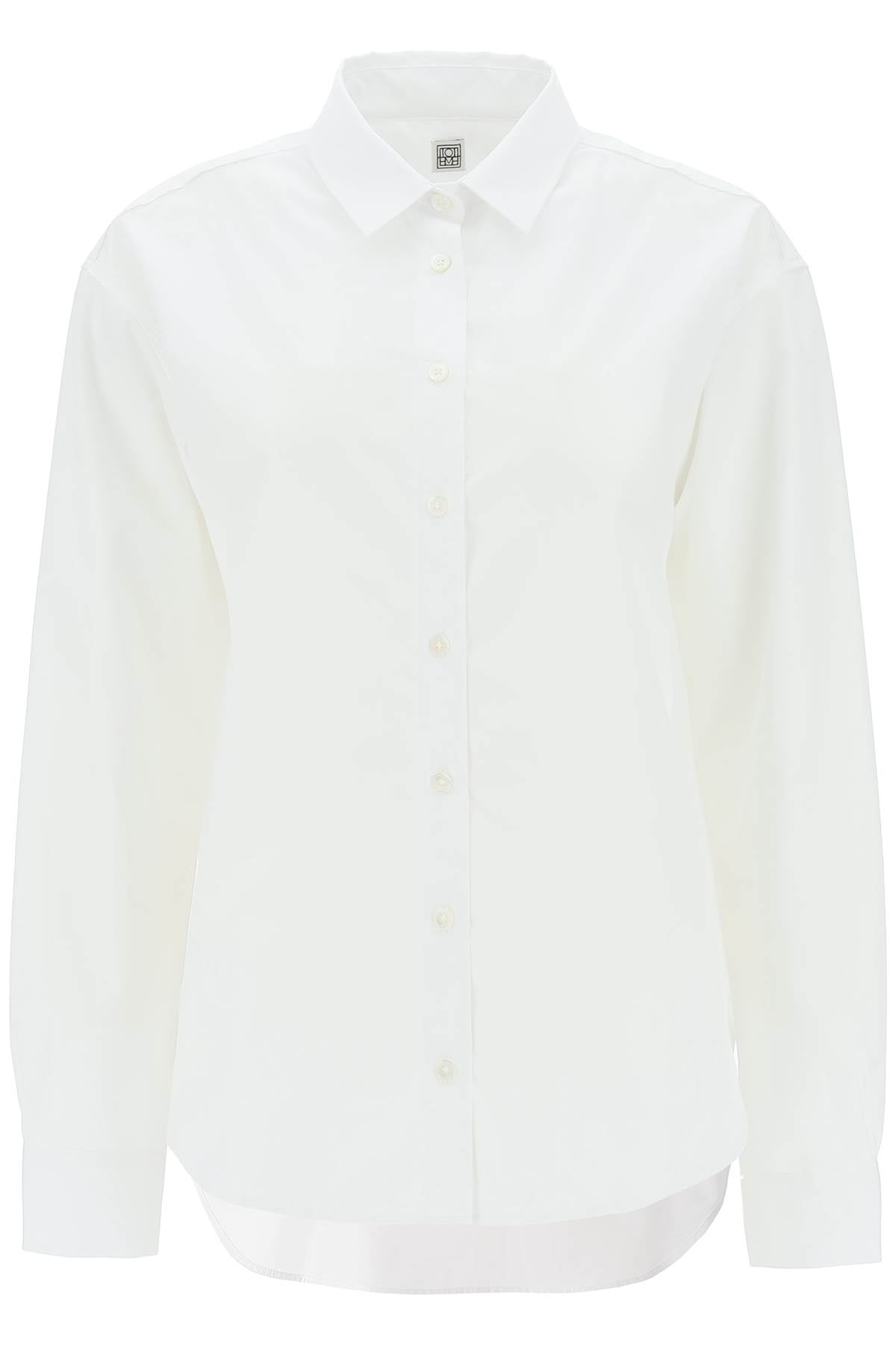 Toteme Logo Embroidered Cotton Shirt   White