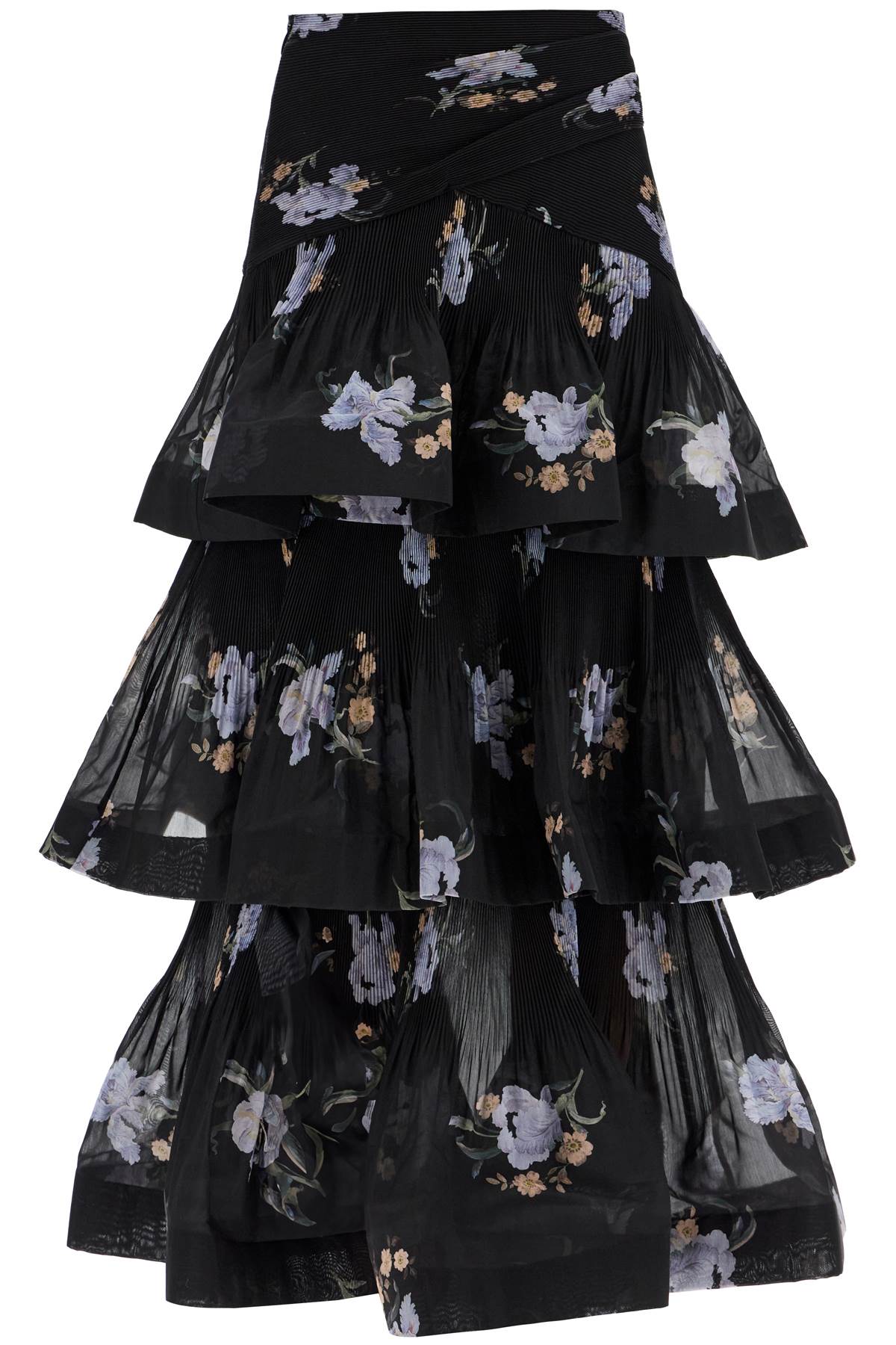 Zimmermann pleated ruffle skirt with floral print - VivaceVenus