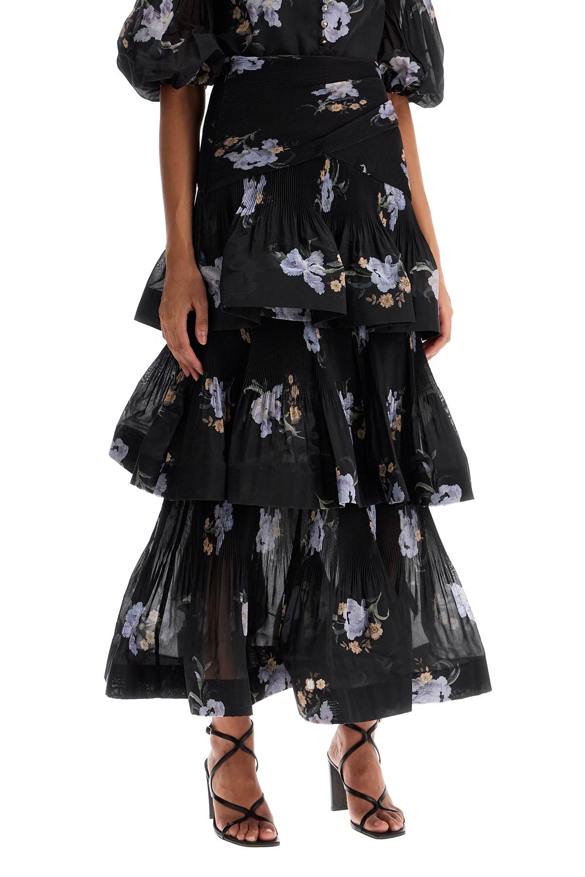 Zimmermann pleated ruffle skirt with floral print - VivaceVenus