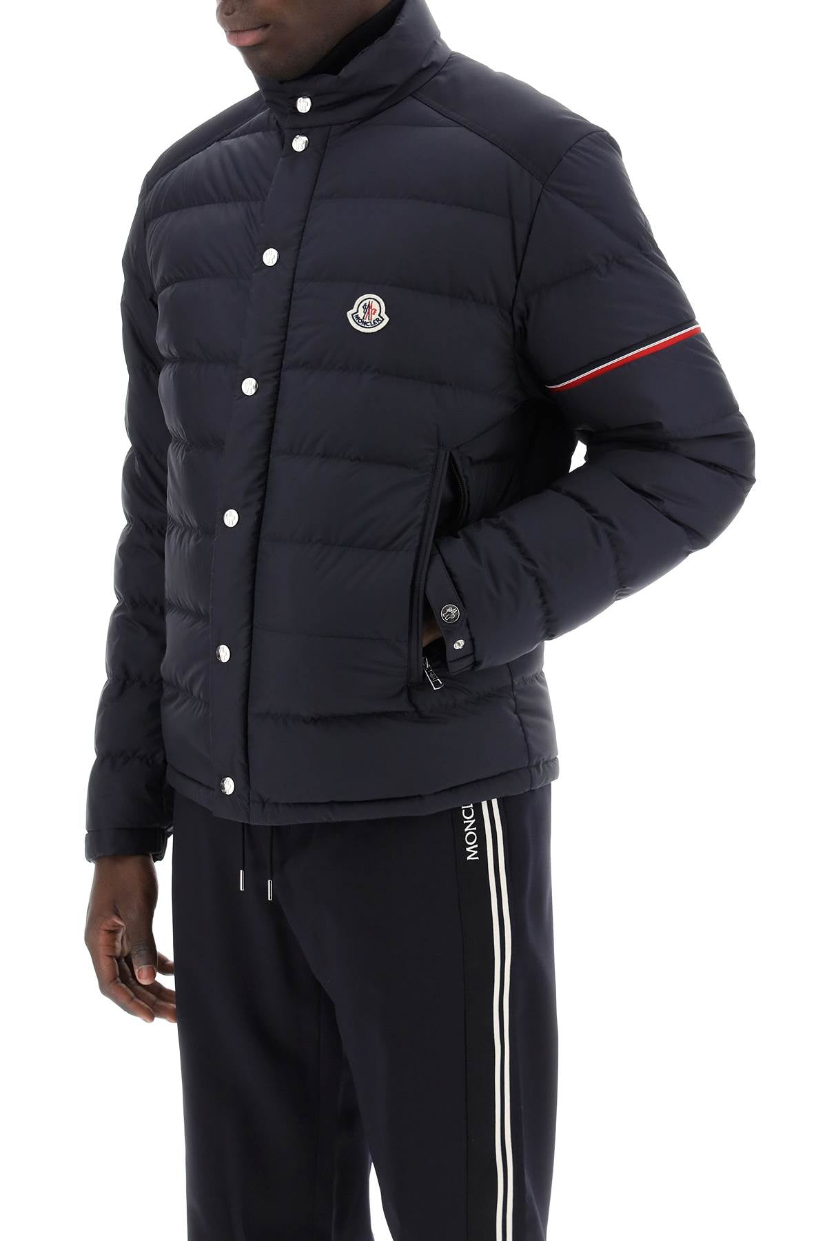 Moncler Colombian Down Jacket With Canvas Inserts   Blue