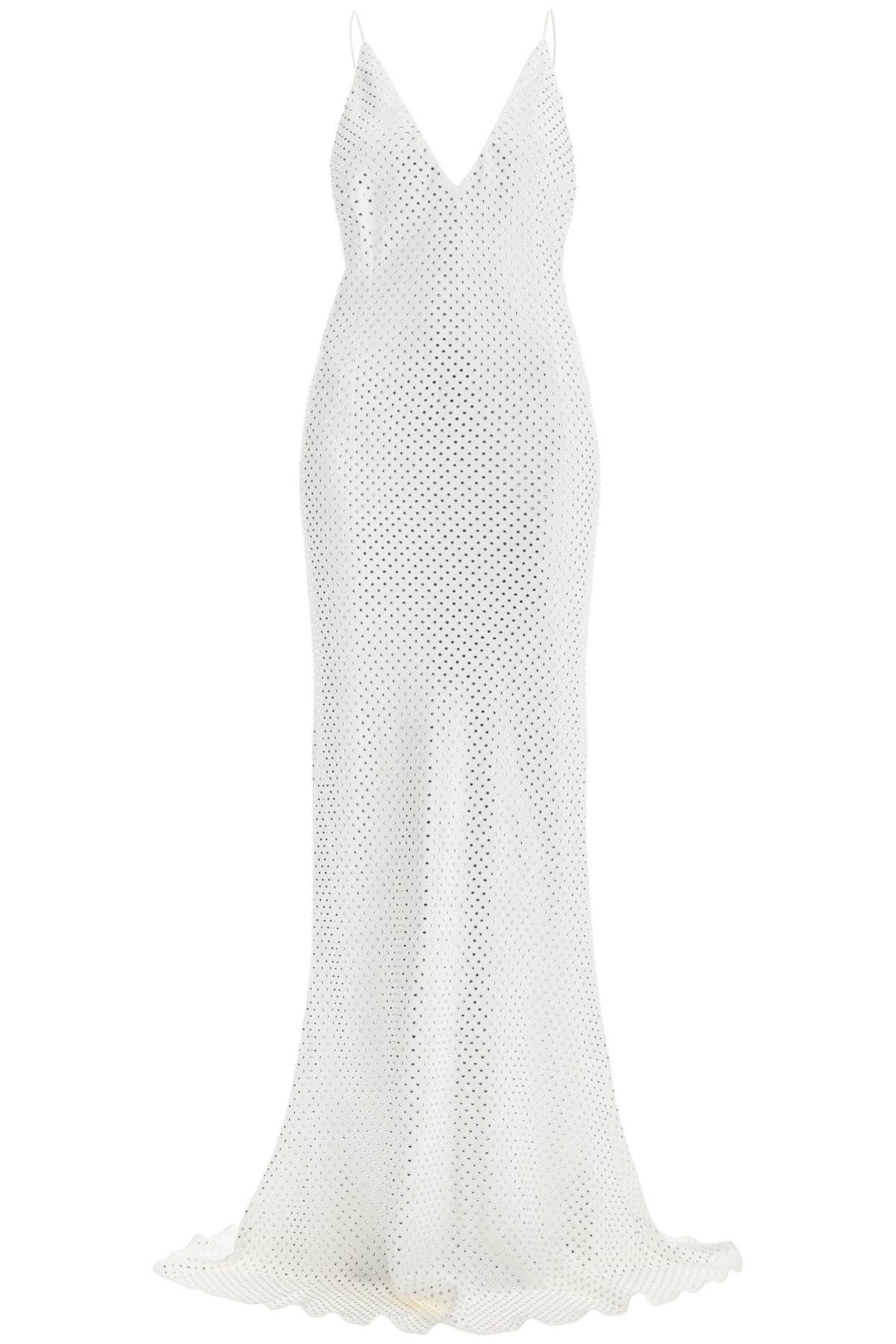 Alessandra Rich Long Cady Slip Dress With Maxi   White