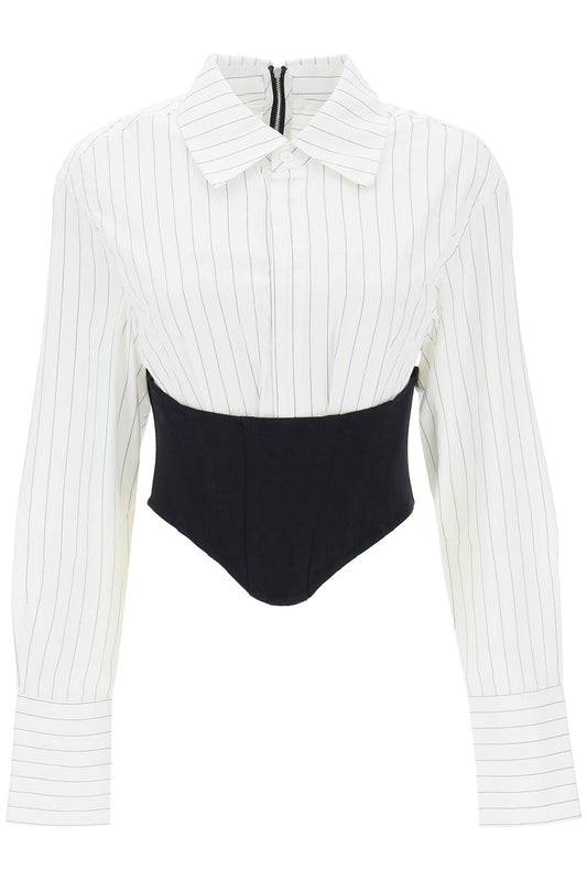 Dion Lee Cropped Shirt With Underbust Corset   White