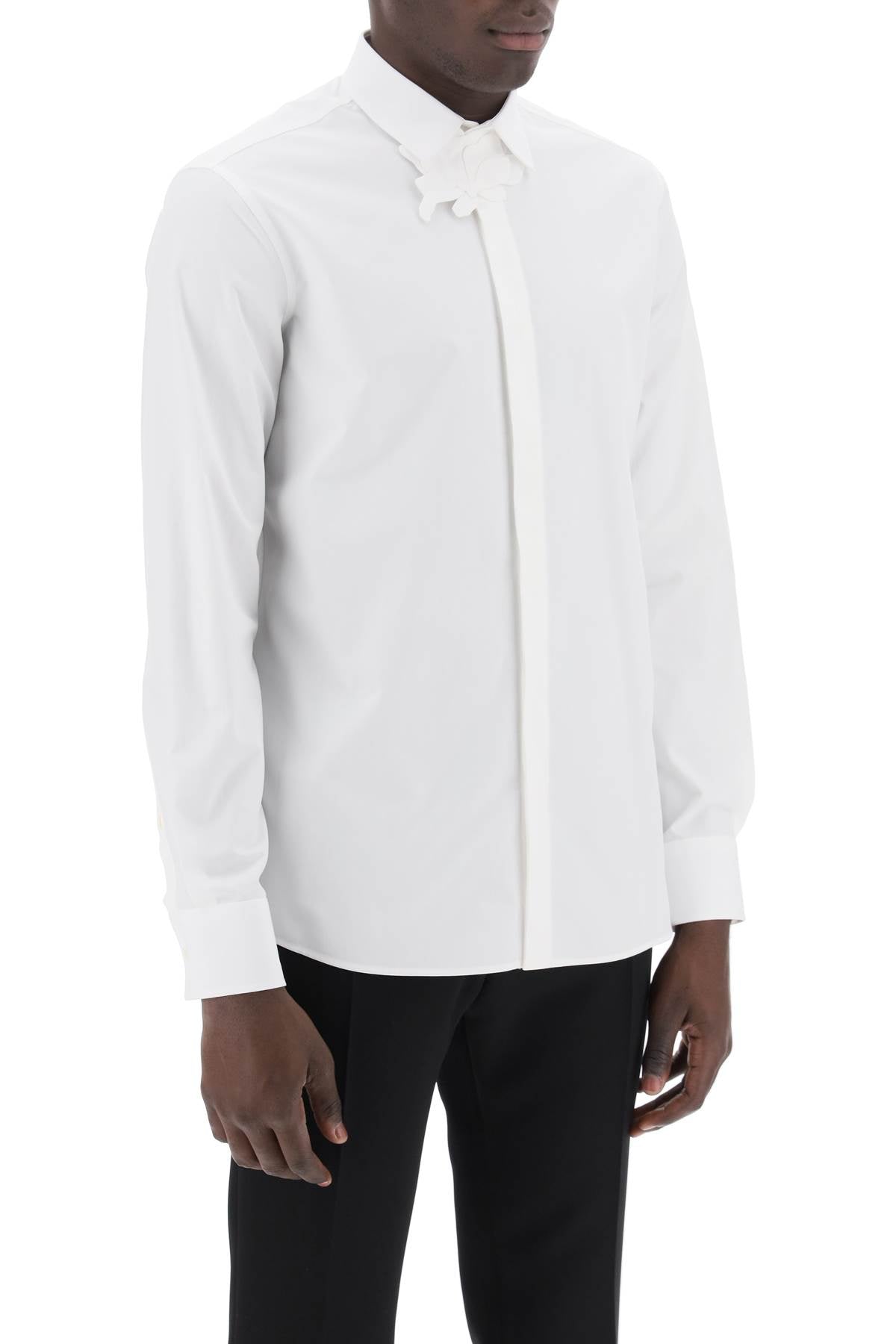 Valentino Garavani poplin shirt with flower patch detail - VivaceVenus