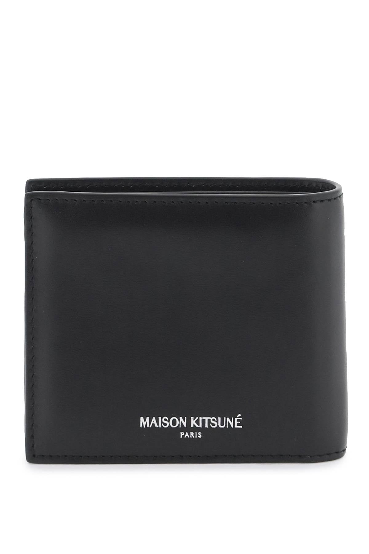 Maison Kitsune Fox Head Bi Fold Wallet   Black