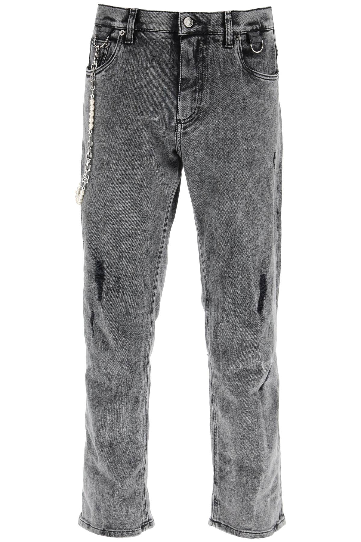 Dolce & Gabbana Loose Jeans With Keychain   Grey