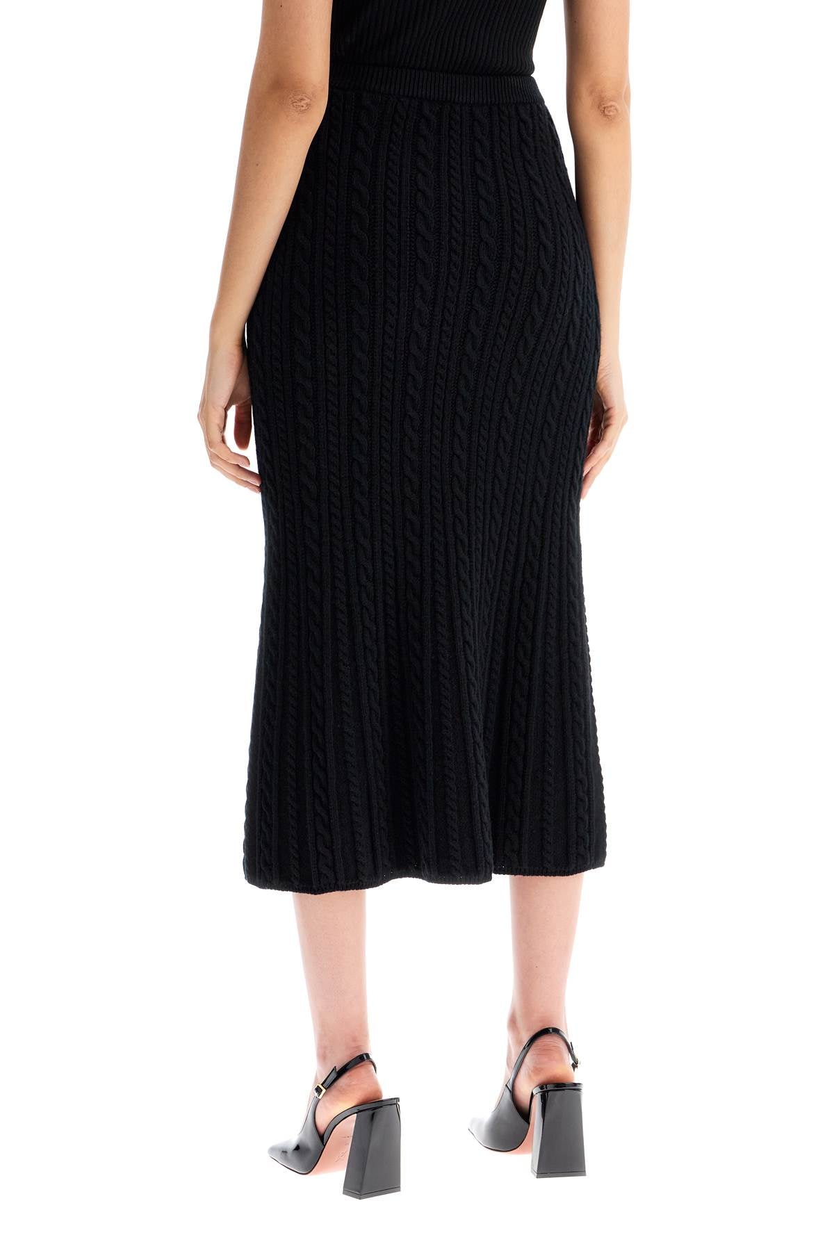 Alessandra Rich "knitted Midi Skirt With Cable Knit   Black