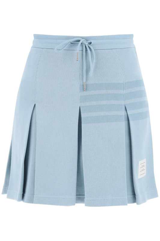 Thom Browne Knitted 4 Bar Pleated Skirt   Light Blue