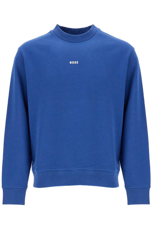 Boss men's crew neck cotton sweatshirt blue long sleeves