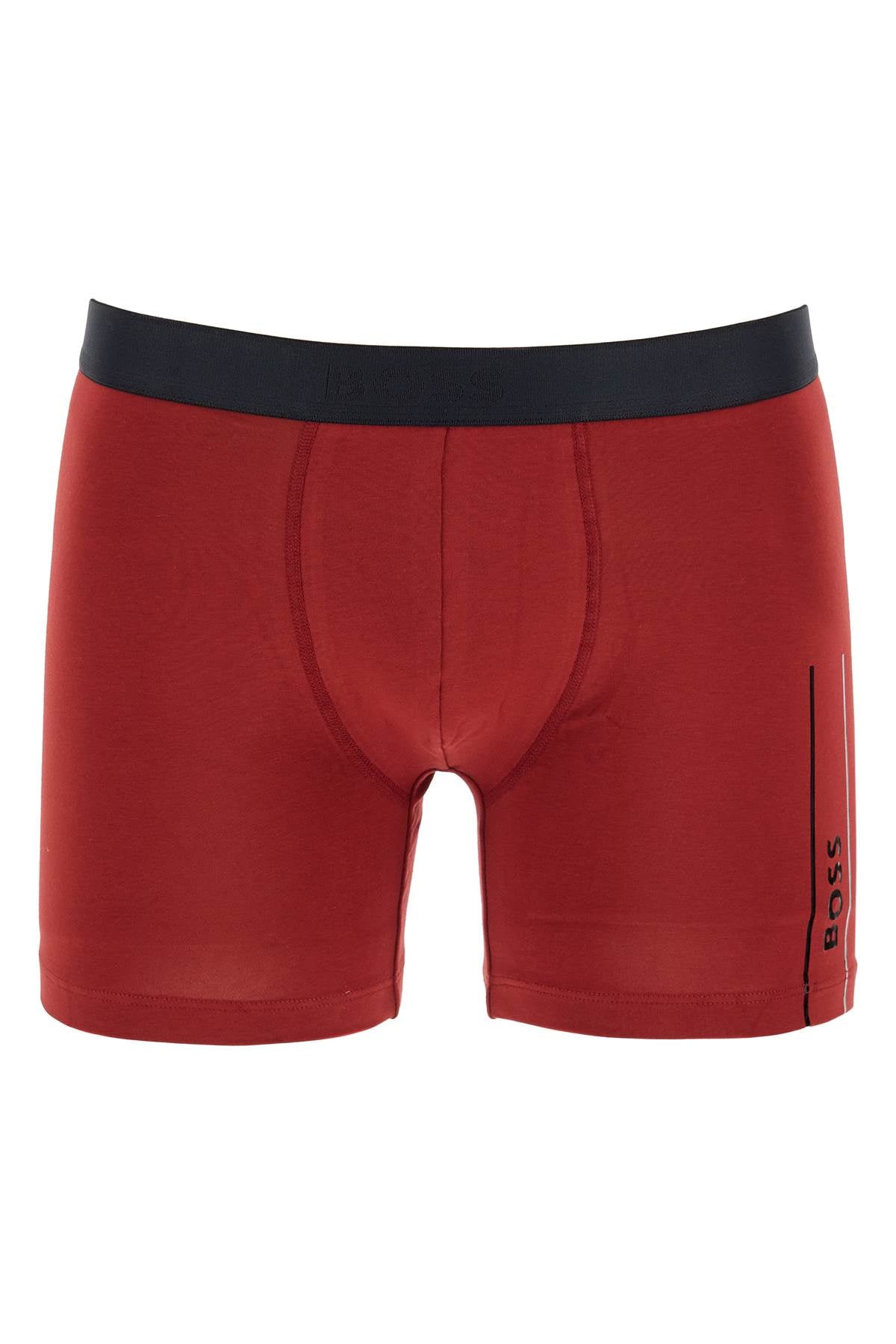 Boss dark red slim fit boxer with side logo in cotton