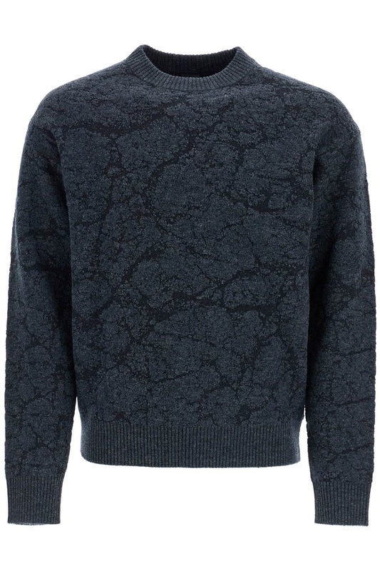 Boss men's black wool sweater with wide neck regular fit