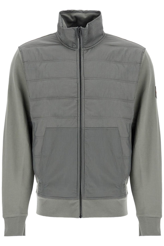 Boss gray quilted high collar zip sweatshirt