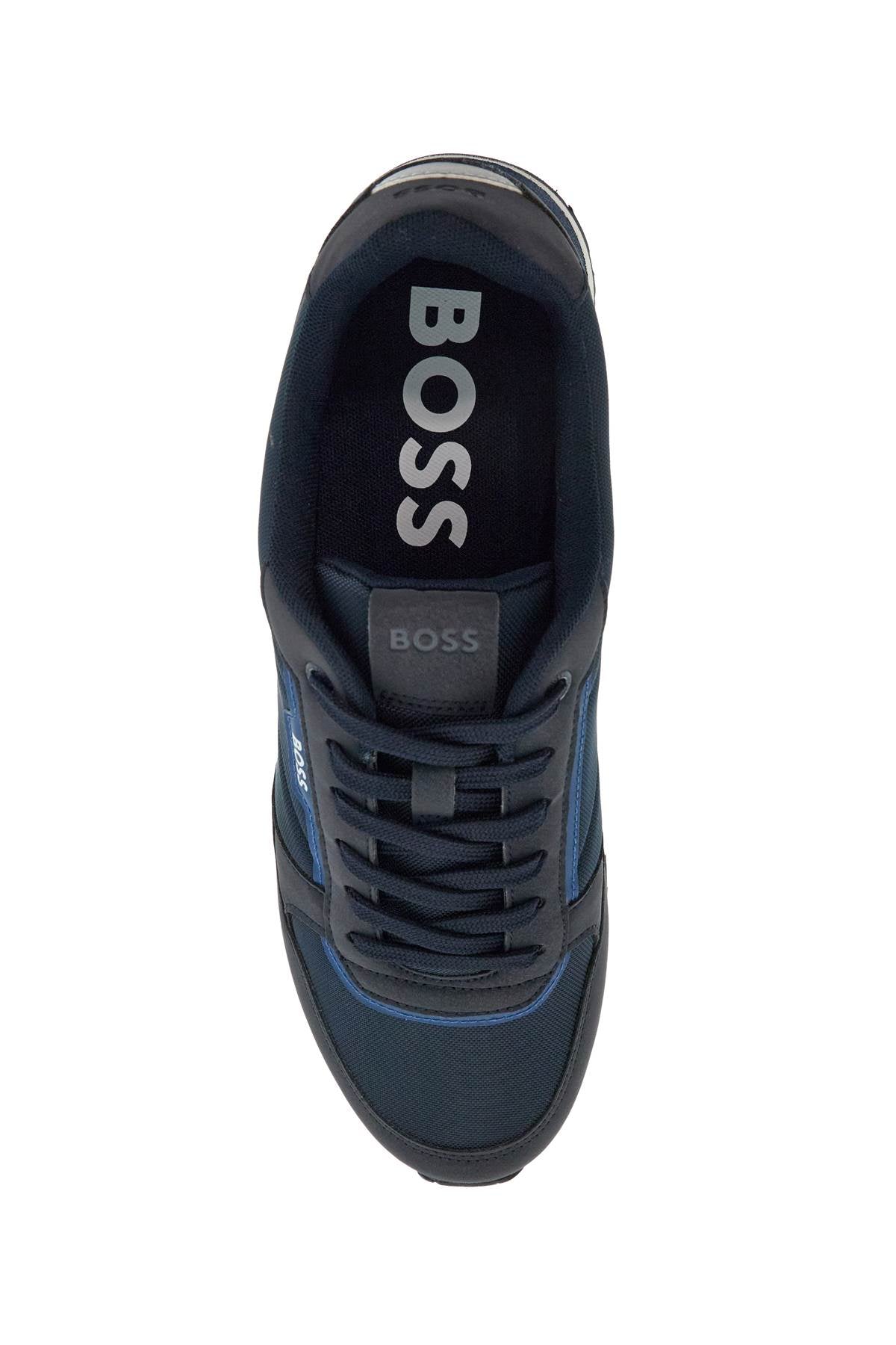 Boss men's dark blue cotton sneakers with hook-and-loop closure