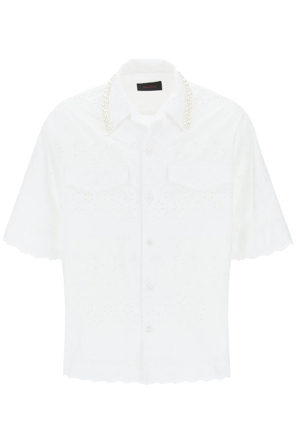 Simone Rocha "scalloped lace shirt with pearl - VivaceVenus