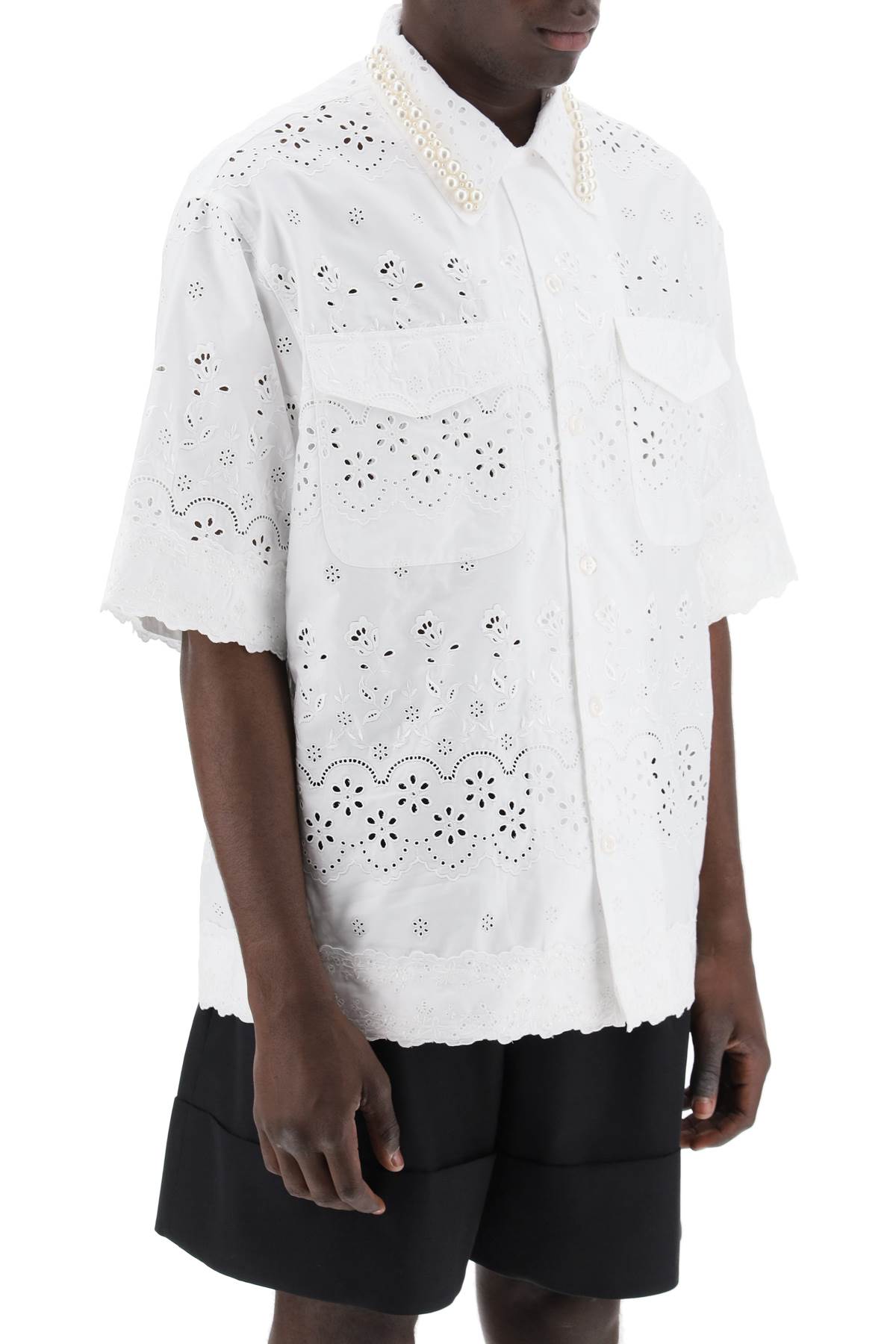 Simone Rocha "scalloped lace shirt with pearl - VivaceVenus