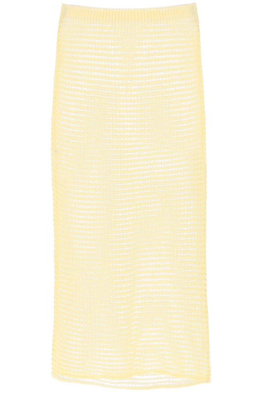 Paloma Wool Replace With Double Quoteknitted Midi Skirt With Perfor   Yellow