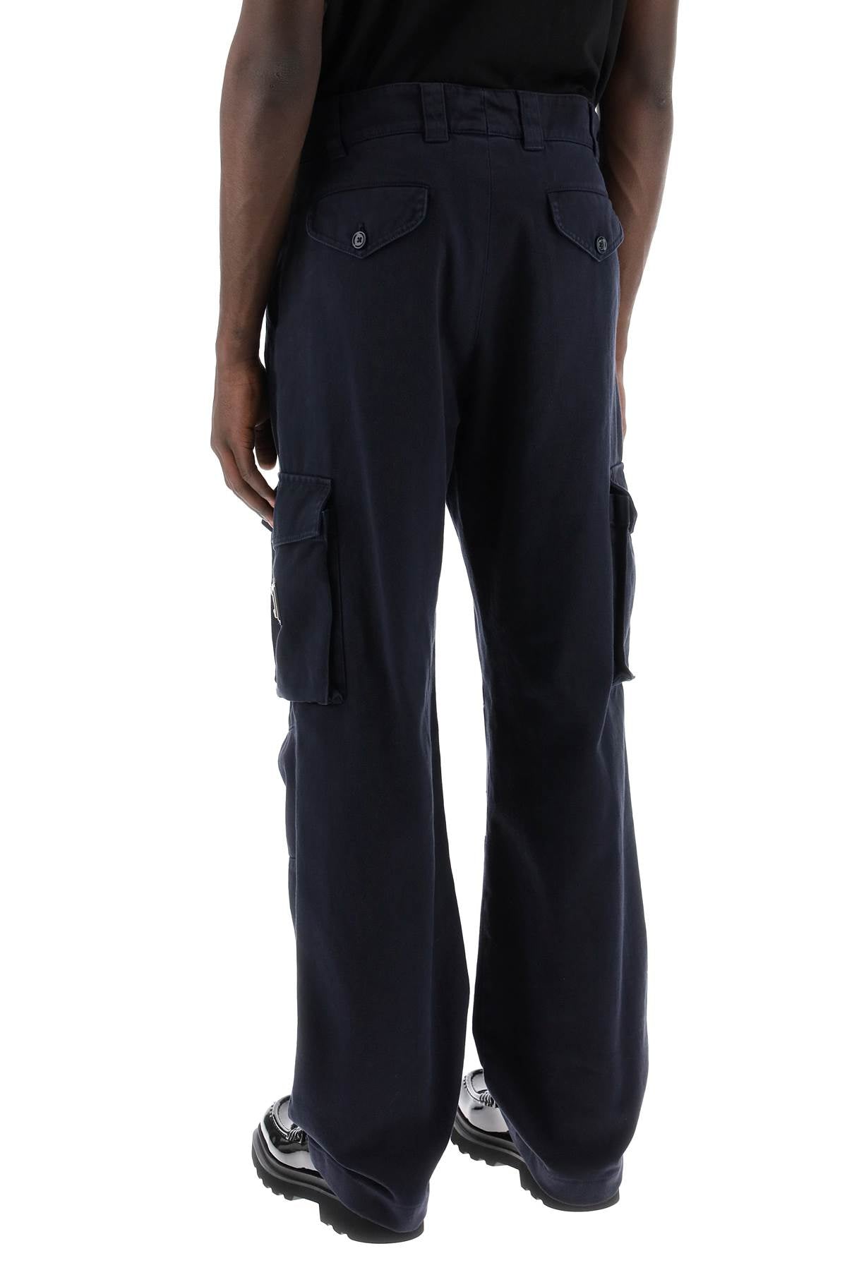 Dolce & Gabbana Cargo Pants With Logo Plaque   Blue