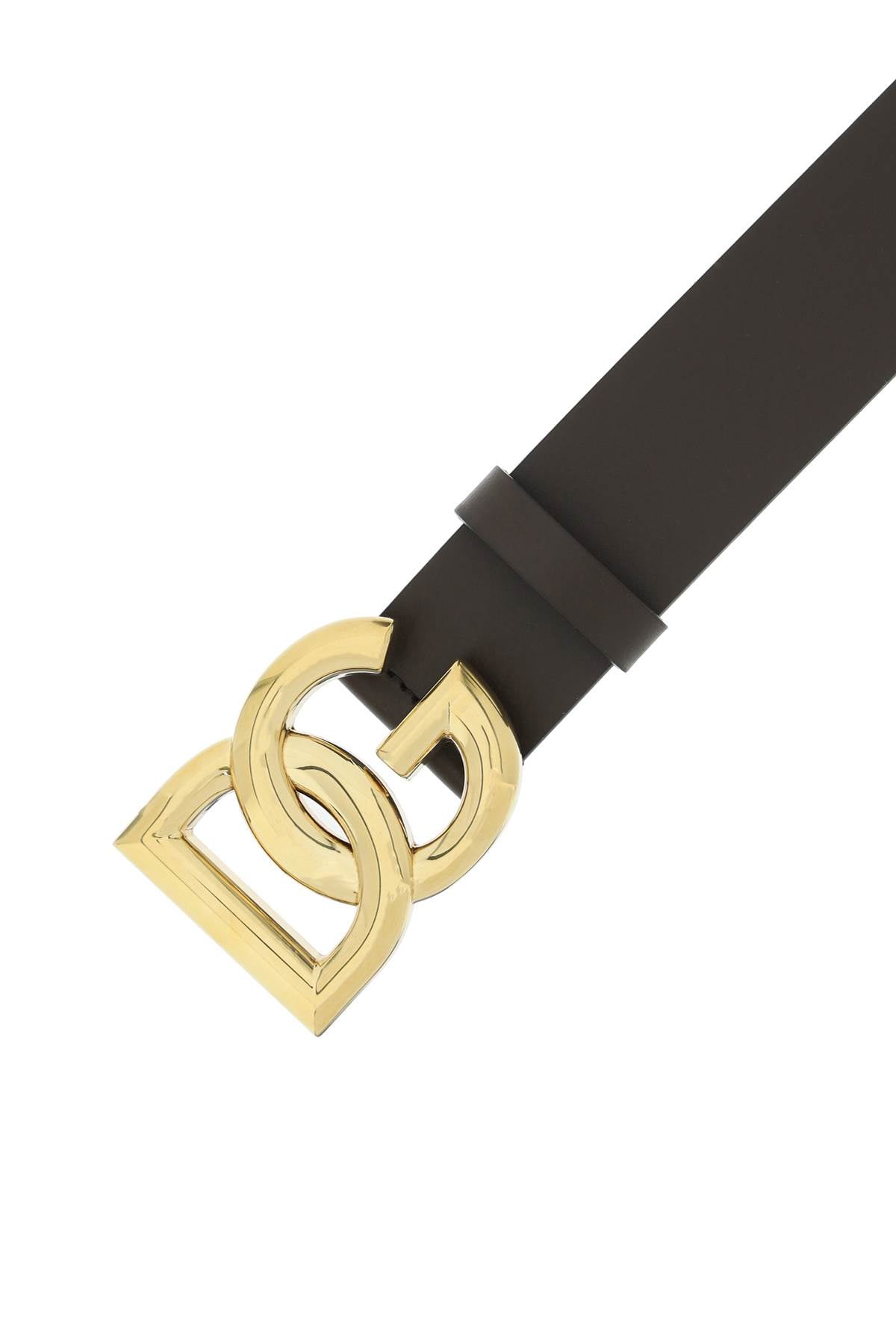 Dolce & Gabbana Lux Leather Belt With Dg Buckle   Nero