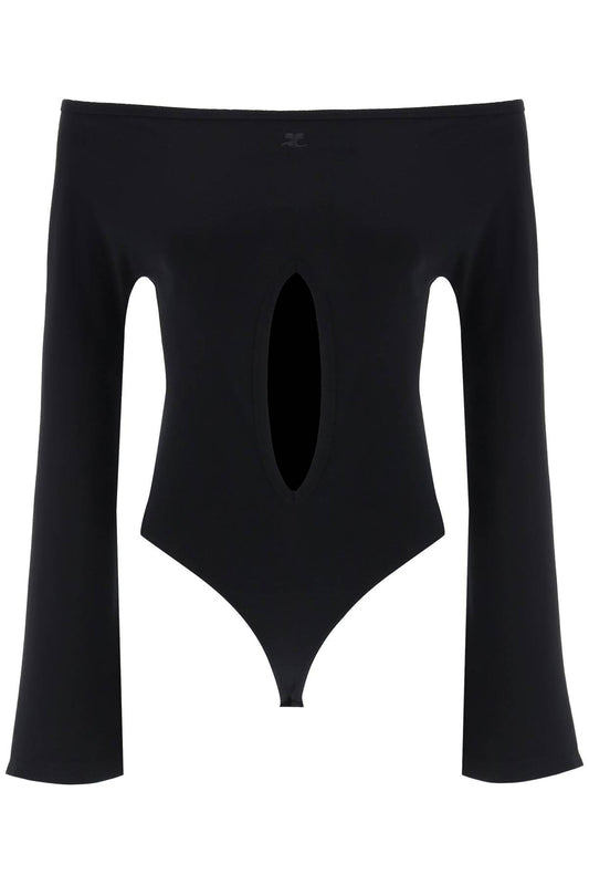 Courreges Replace With Double Quotejersey Body With Cut Out   Black