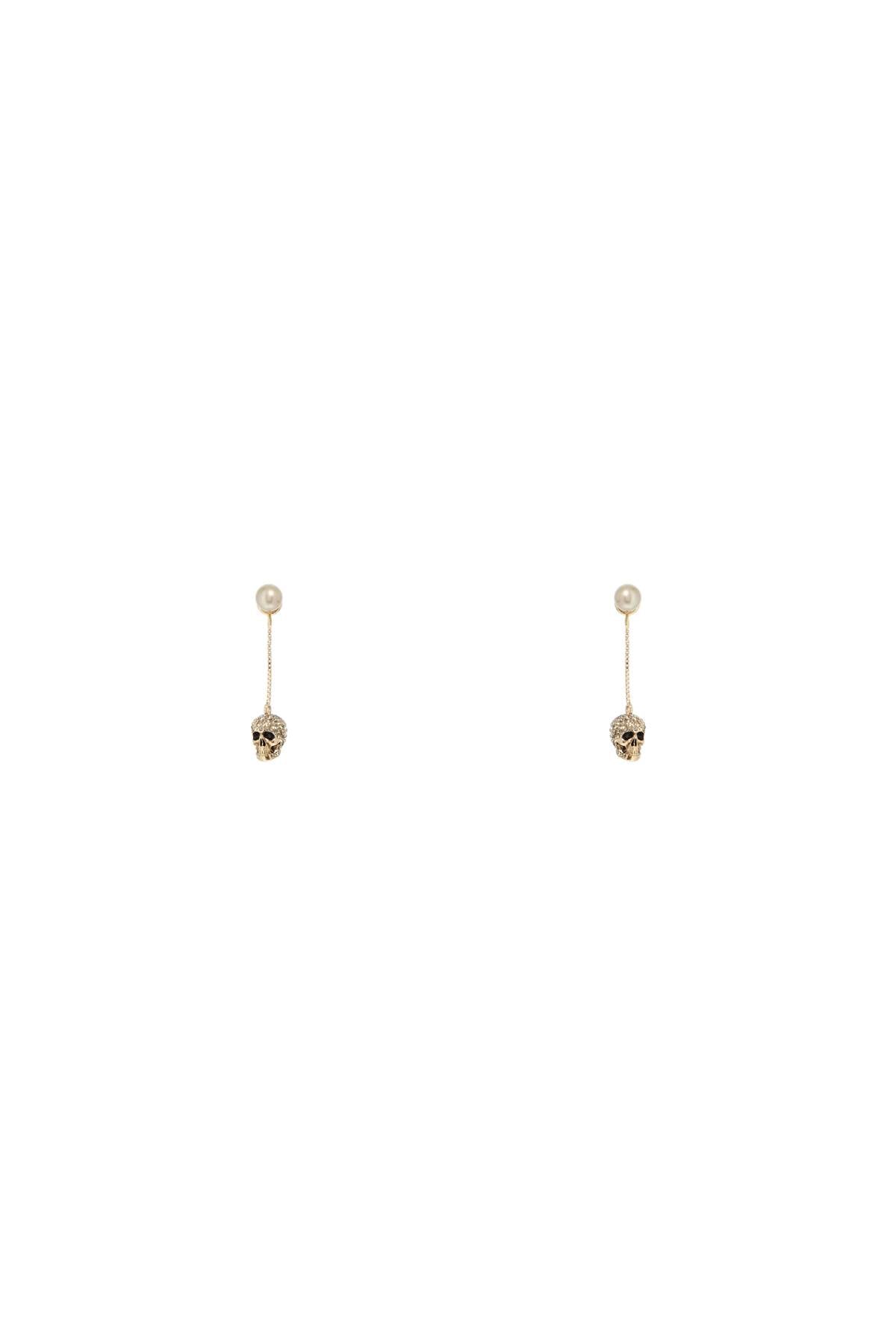 Alexander Mcqueen skull earrings with pavé and chain - VivaceVenus