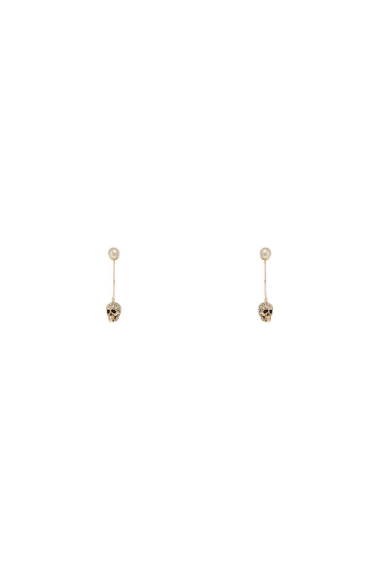 Alexander Mcqueen skull earrings with pavé and chain - VivaceVenus